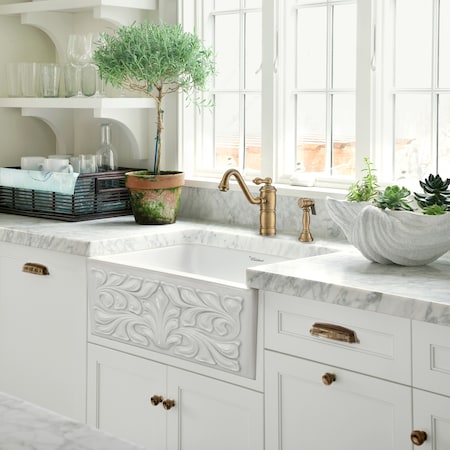 Whitehaus Sgl Lvr Faucet W/ Traditional Swivel Spout And Brass Side Spray, Antiqu WHKTSL3-2200-NT-AB